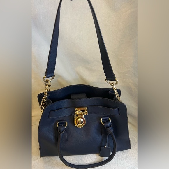 REDUCED ❗️   Michael Kors Navy Blue satchel bag with gold tone hardware - Picture 1 of 16